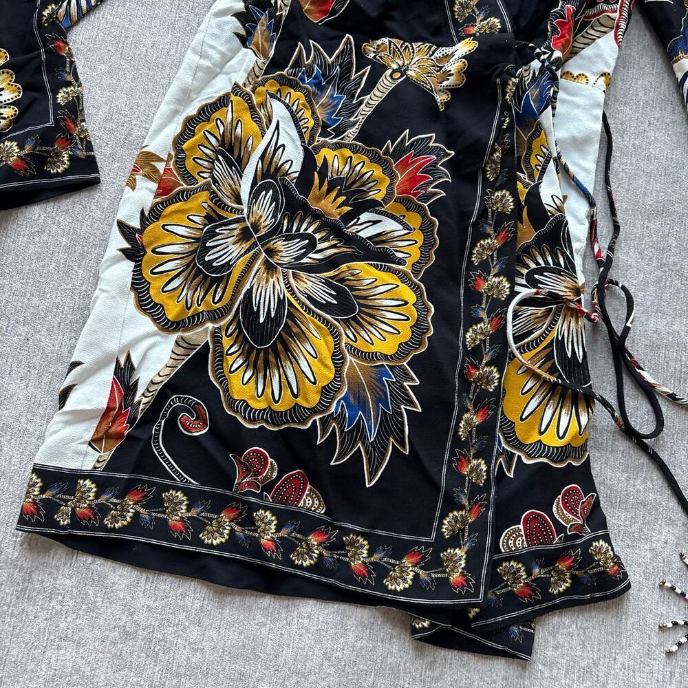 NWT $248 Farm Rio Maxi Floral-print Crepe Wrap Mini Dress - Picture 4 of 6